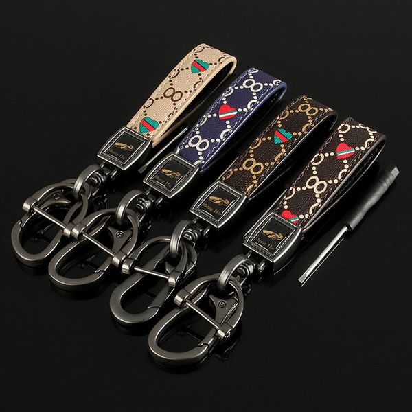 

keychains fashion suture leather car keychain red green luxury pattern metal horseshoe mouth key chain waist keyholder, Silver