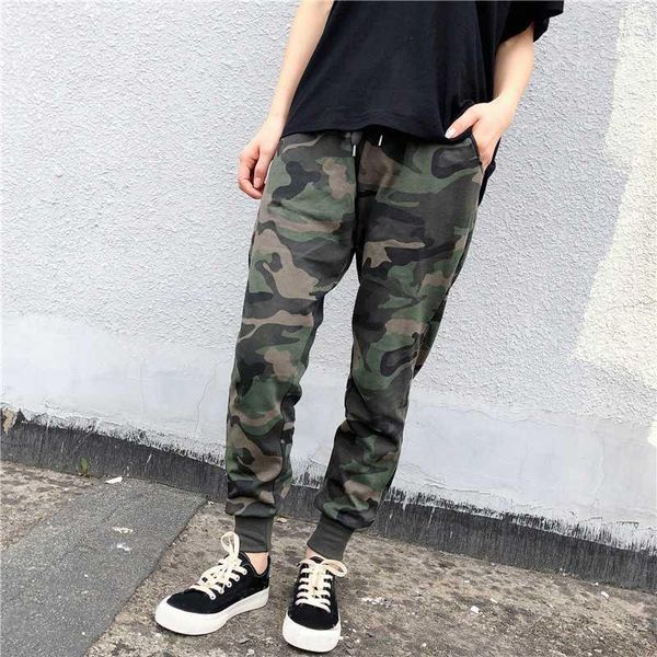 

women's pants & capris mferlier harem lace up elastic waist women camouflage print leg slim mori girl casual trousers, Black;white