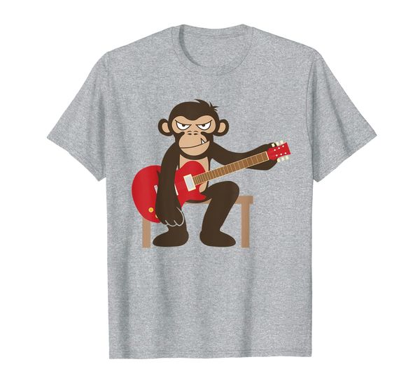 

monkey playing guitar shirt | cool music lover chimp gift, White;black