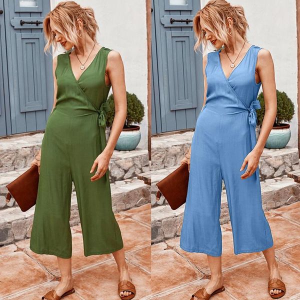 

women's jumpsuits & rompers boho summer elegant sleeveless jumpsuit women evening party night bandage wide leg pants overalls female 20, Black;white