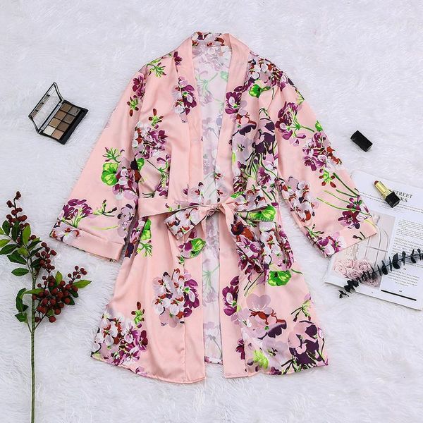 

women's sleepwear floral satin silk pajamas plus size women nightdress pink mujer sensual lingerie robes underwear moda set, Black;red