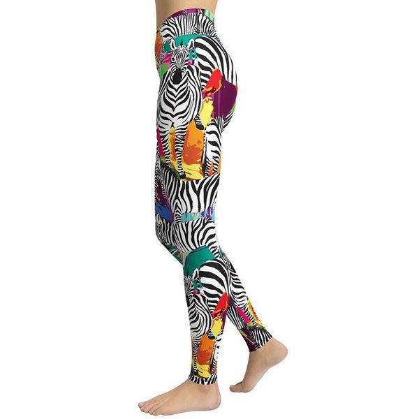 

women's leggings fitness training gym colorful animal print symbiosis pants for women v waist slim sweatpants sports clothes, Black
