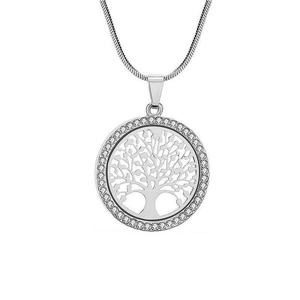 

pendant necklaces 1pcs necklace shine style tree of life round rose golden gifts chain, Silver