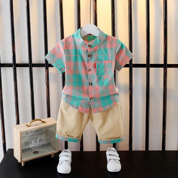 

Summer Baby Boys Plaid Shirts + Pants Suits Toddler Boy Clothing Sets Kids Children Clothes Outfits Suit, Pink
