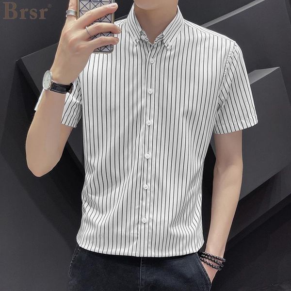 

men's casual shirts brand summer short sleeve men plaid shirt slim fit dress camisa masculina clothing, White;black