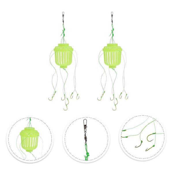 

fishing hooks 2 pcs lure trap hook noctilucent carp feeder tackle basket