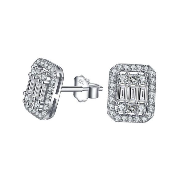 

stud 925 sterling silver women square earrings christmas gifts for, Golden;silver