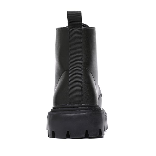 

autumn winter short plush pu men boots stylish round big toe platform casual boots for men middle heel black unique shoes