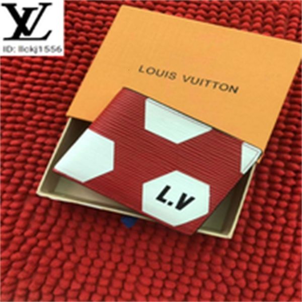 

evening brand designer clutches luxury m63293 red wallets world cup football purse suit clip men compact real leather long chain key card ho, Red;black