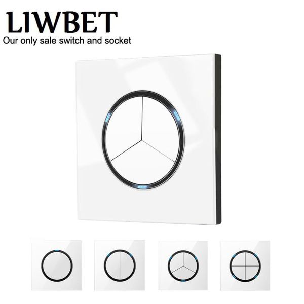 

smart home control liwbet white color 1 gang /2 / 3 4 light switch and glass panel 2 way push button wall