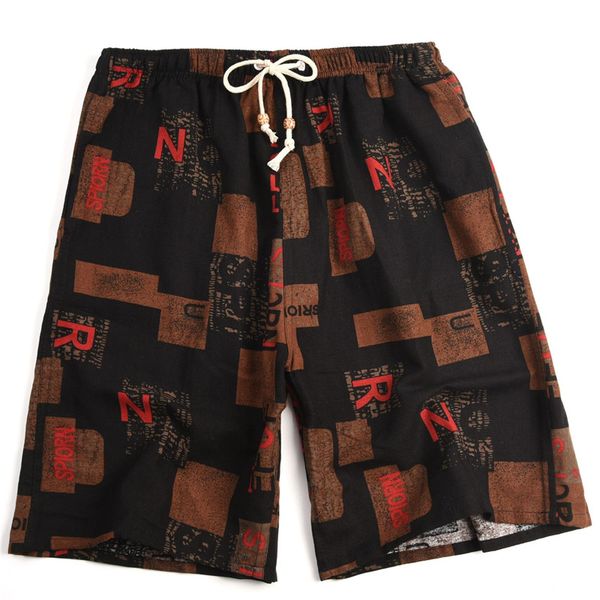 

2021 soccer shorts summer style cotton and linen printed big pants beach men's loose aaa444, Black;red