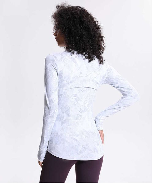 

print women yoga et lu-46 elastic long sleeve gym sports coat fitns running cloth slim atheltics clothing, Gray