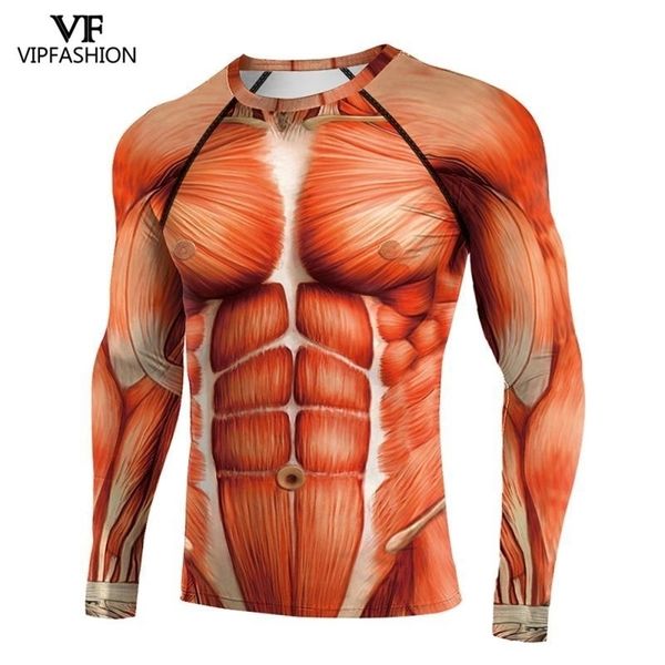 VIP FASHION Maniche raglan Anime stampato in 3D Superhero Attack On Titans Manica lunga Allenamento Battle Suit Compression Camicie 210324