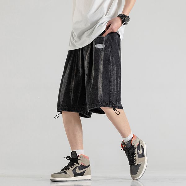 

men's shorts fashions jeans 2021 summer s korean streetwear pockets denim short cargo pants 5xl xlth, White;black