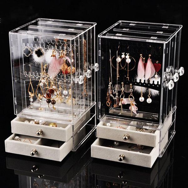 

jewelry pouches, bags kunststoff schmuck organizer staub-proof ohrringe halter schublade box halskette stnder lagerung rack ring, Pink;blue
