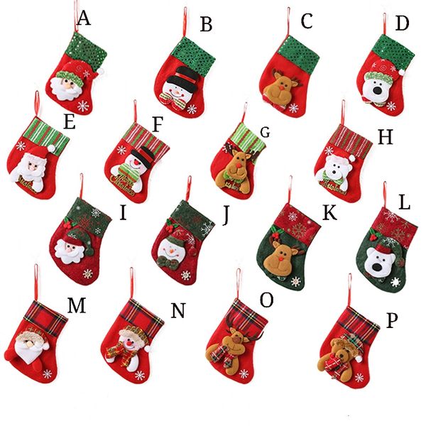 Рождественские чулки маленькие носки подарочные сумки орнамент детей конфеты сумка кулон и украшение на рождественском дереве с милый мультфильм