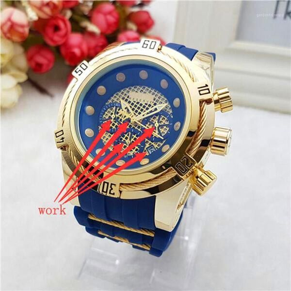 

wristwatches undefeated dial all hands full function invincible rubber wristwatch men fashion quartz watch reloj relogio drop, Slivery;brown