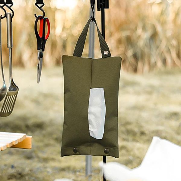 

outdoor bags 2021 paper towel set camping hanging facial tissue cover portable feature pumping military green