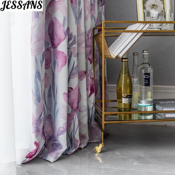 

[beautiful purple] modern minimalist single-sided light printed cloth curtains are suitable for the living room bedroom curtain & drapes