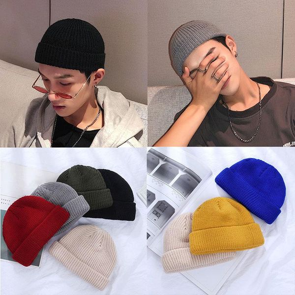 

beanies autumn winter warm men's cap casual knitted bonnets for women cuff brimless hip hop hat ski docker beanie hats gorras hombre