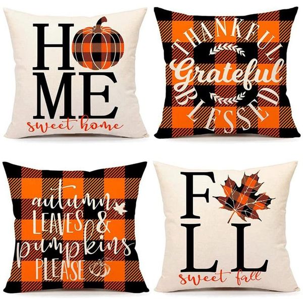 

pillow case fall decor covers 18x18 set of 4 outdoor decorative farmhouse for home couch