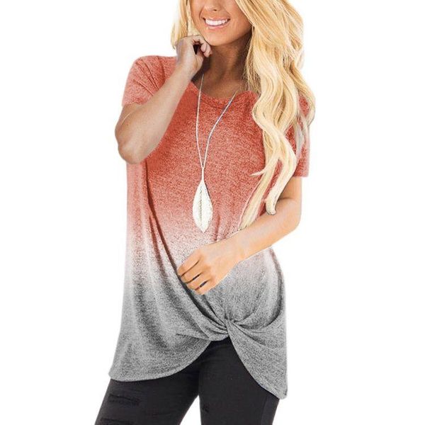 

women's polos 2021 european and american summer light color-changing loose twisted short-sleeved t-shirt, White