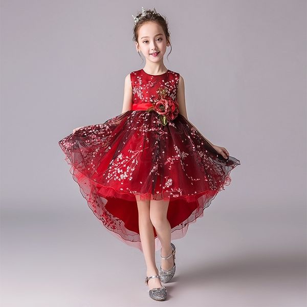 

2019 new tuxedo style big children's princess dress print skirt red pink, Red;yellow
