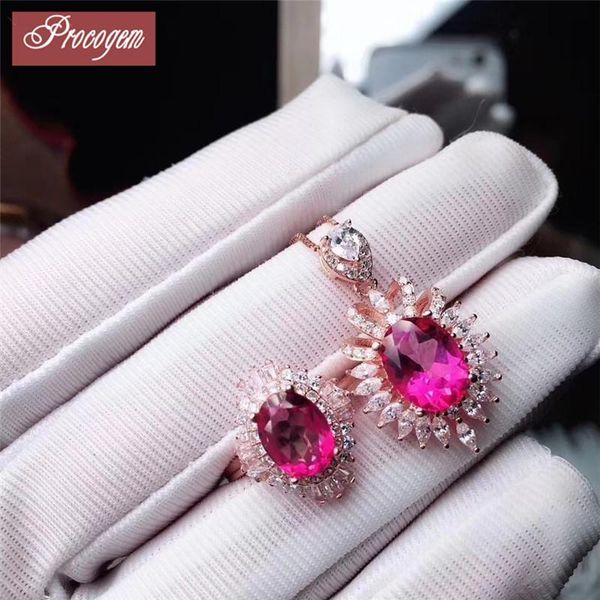 

bracelet, earrings & necklace natural pink z jewelry sets for women 7x9mm real gemstone fine gift party s925 sterling 18k rose gold #114, Black