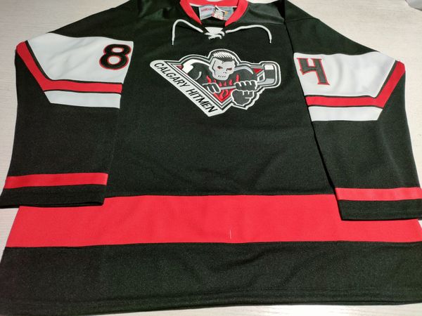

custom mens vintage whl bret hart 84 calgary hitmen hockey jersey embroidery stitched customize any number and name ccm jerseys, Black;red