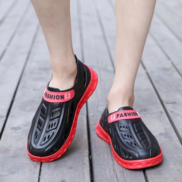 

slippers sagace summer men's casual flats beach flip flops non-slip thick bottom sea breathable hole shoe men 2021feb21, Black