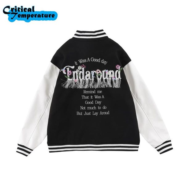 

men's jackets hip hop streetwear bomber jacket harajuku embroidery flower letter tassel 2021 men autumn cotton coat outwear, Black;brown
