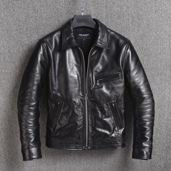 

100% genuine leather jacket men short horsehide coat vintage mens jackets spring autumn 2021 hommes veste pph3670 men's & faux, Black