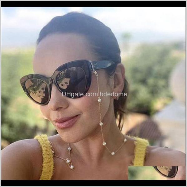 

chains eyewear & fashion aessories drop delivery 2021 eyeglasses white bead plastic pearl charm o chain gold sier color plated sile loops wo
