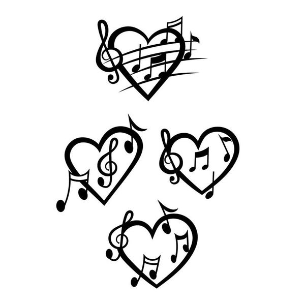 

temporary tattoos black music notes tattoo sticker watercolor waterproof men women shoulder arm body art 10.5x6cm