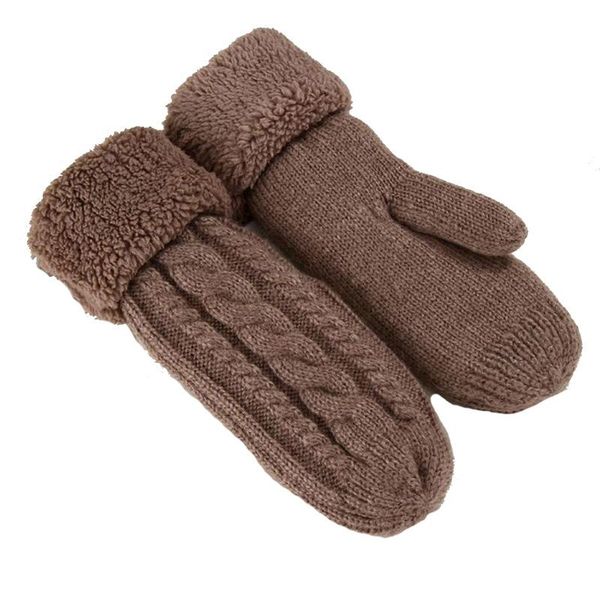 

five fingers gloves winter women fashion stretch knit twist flowers mitten female wool plus cashmere velvet thick warm full finger glove gua, Blue;gray