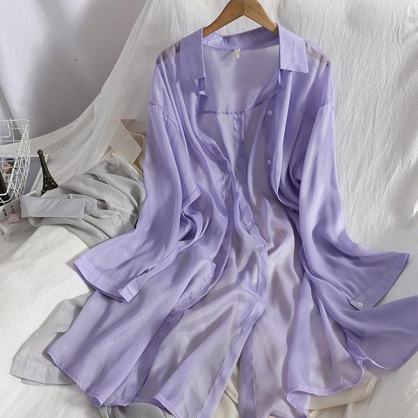 

women's swimwear fashion back single breasted split long sunscreen shirt 7 colors korean chiffon summer thin cardigan lady shawl aq1034, White;black