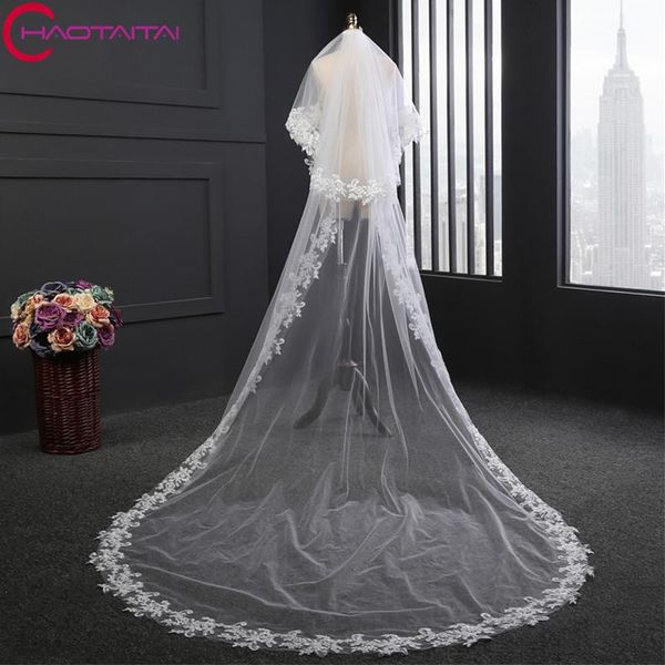 

bridal veils delicate one tiers eyelash length 300cm width 150 cm with comb lace edge wedding accessories 2021 veil, Black
