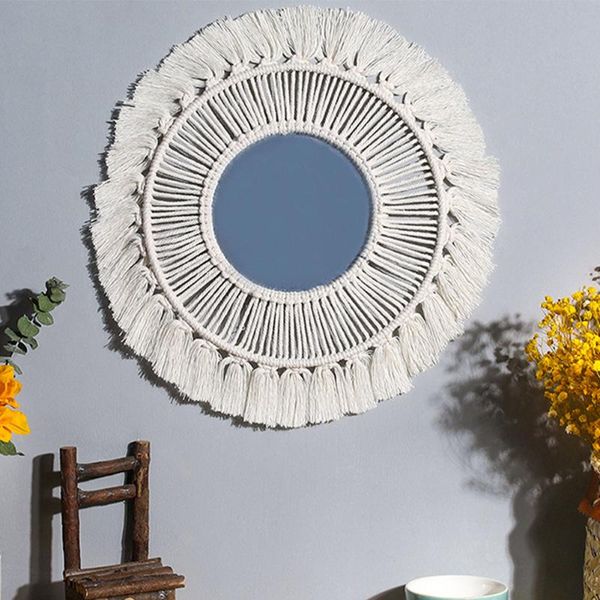 

mirrors wall hanging mirror macrame tapestry boho natural apartment bedroom home decoration
