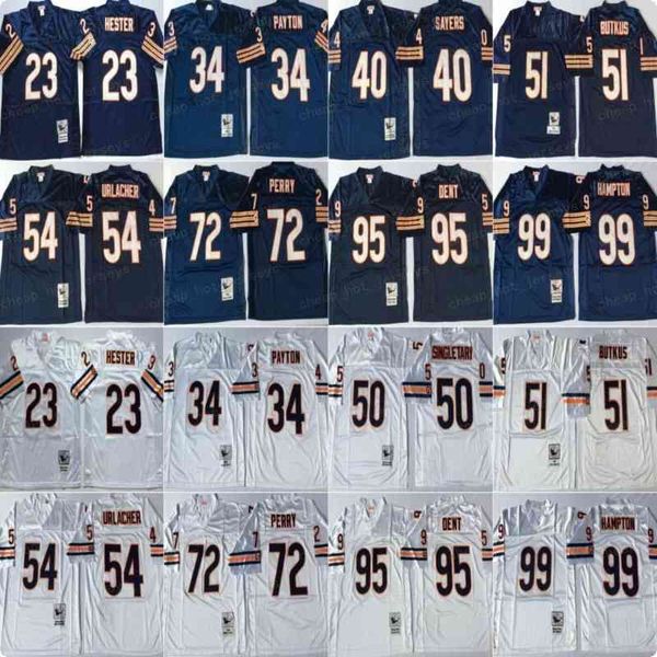 Top Stitched NCAA Football 23 Devin Hester 34 Walter Payton 40 Gale Sayers Maglie 50 Mike Singletary 9 Jim McMahon 51 Butkus White