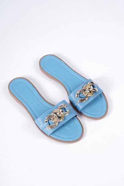 

slippers chain detail flat, Black