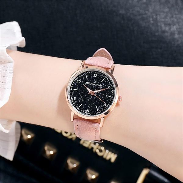 

wristwatches women watches ladies watch starry luminous matte strap quartz fashion bracelet montre femme relojes para, Slivery;brown