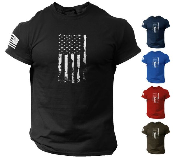 

men's t-shirt american flag short sleeve casual tees, White;black