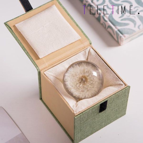 

novelty items real dandelion clear crystal glass resin lens ball 70/80/90mm home decorative for pography props christmas love gift