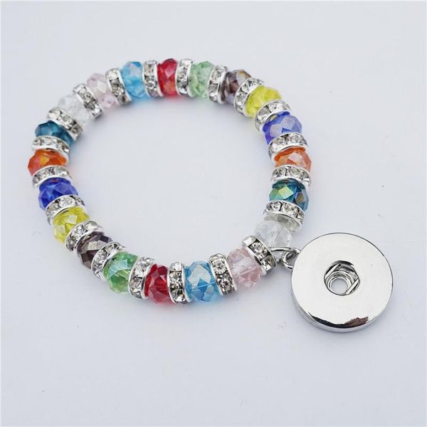

toddler girls teen boys rainbow bracelet multicolor crystal beaded 18mm snap buttons jewelry beaded, strands, Black