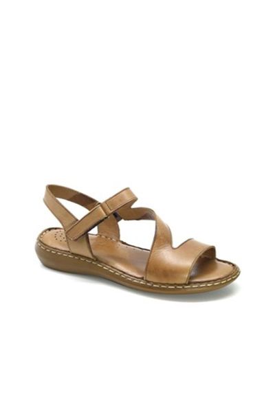 

women tan leather sandals 216-n, Black