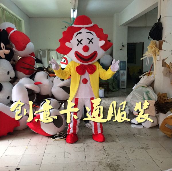 

mascot costumes carnival clown mascot costume perform halloween party dress outfit size cartoon advertising mascot costume, Red;yellow