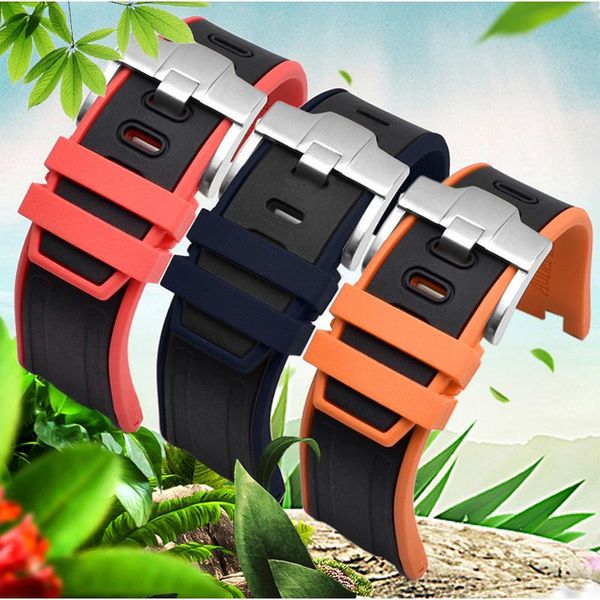 

watch bands fluororubber horloge band silicone rubber armband quick release bar 28 mm horlogeband voor huawei horloges andere merken, Black;brown
