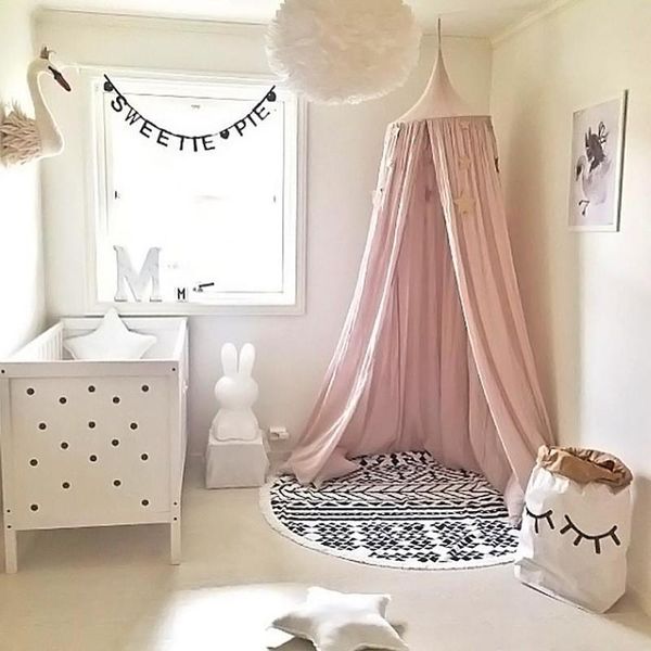 

mosquito net children baby bed canopy round dome cotton nursery room decoration