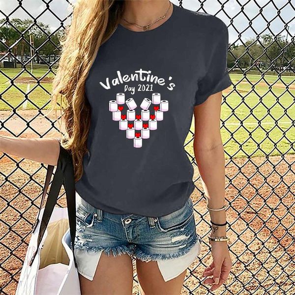 

women's t-shirt heart print t-shirts oversize short sleeve tshirts letter women clothing valentine's day tee shirt, White