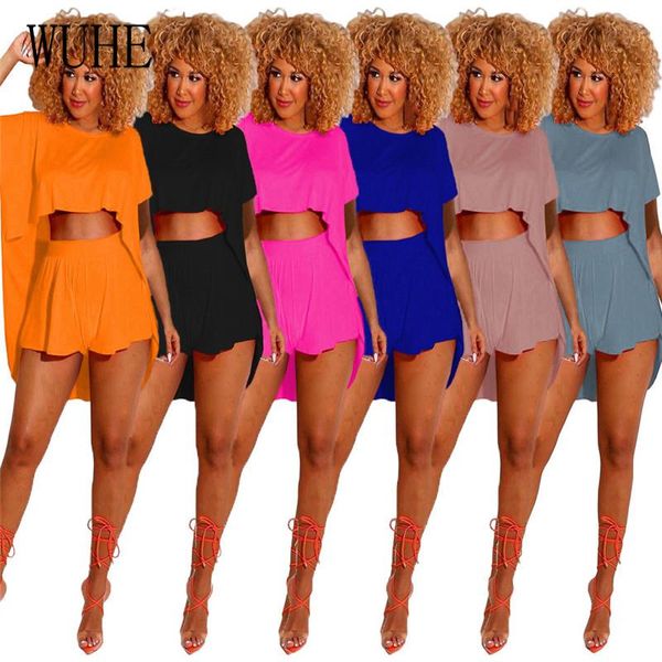 

women's tracksuits wuhe casual summer 2 sets o neck short batwing sleeve crop and pants sports fitness party club streetwear women outf, Gray